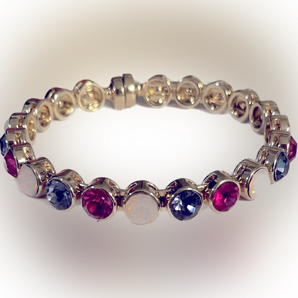 EUC. Multi-Colored Gemstone Bangle Bracelet
